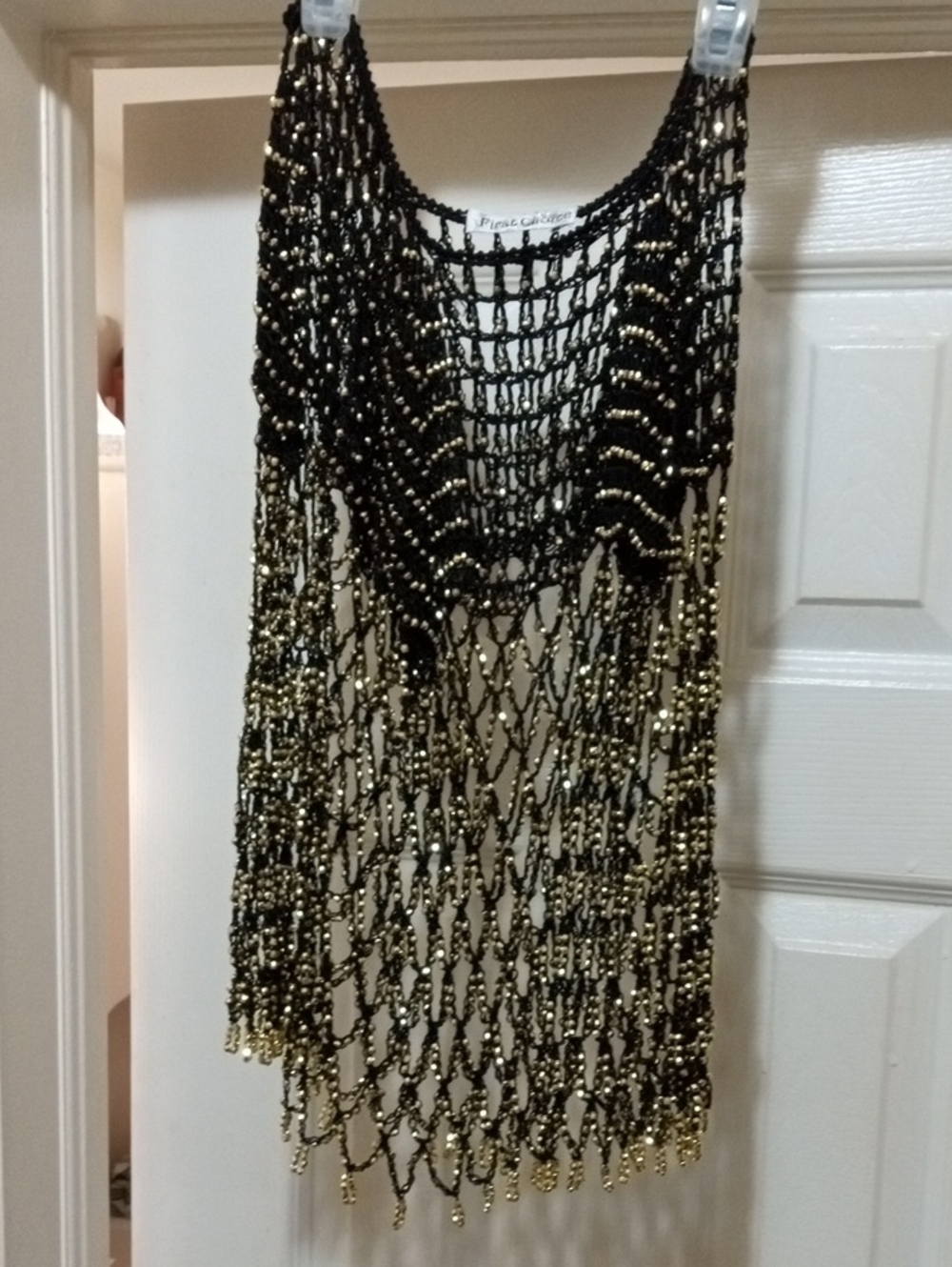 Black & Gold Beaded Mesh SEXY Skirt
